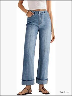 High-Rise Wide Leg Jeans in Light Blue